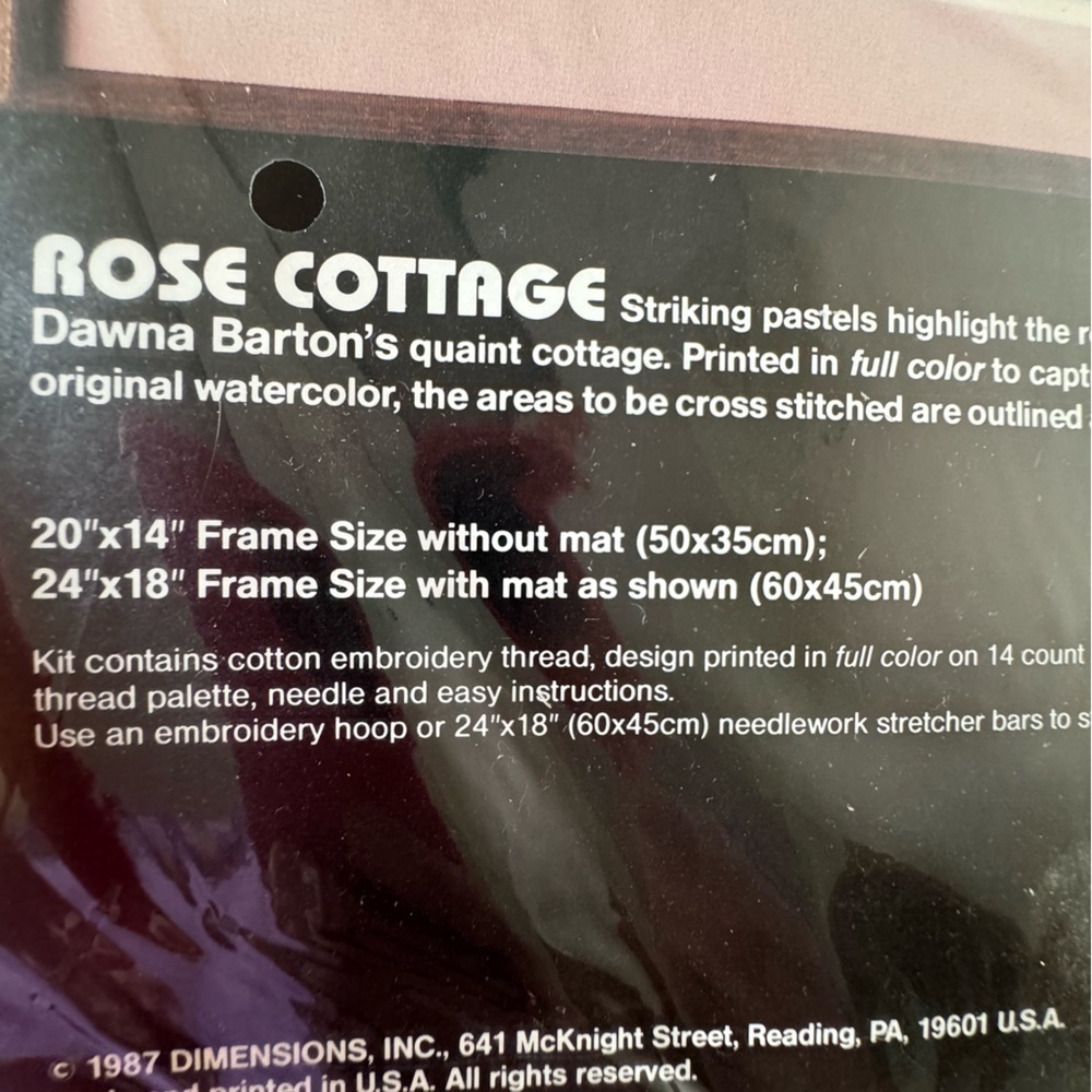 Vintage Dimensions Pink Rose Floral Cottage No Count Cross Stitch Kit - Picture 7 of 9